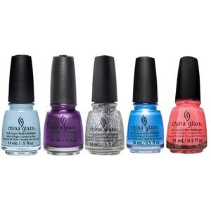 5-Pack China Glaze Nail Polish Long-Lasting & Chip-Resistant - Multicolor